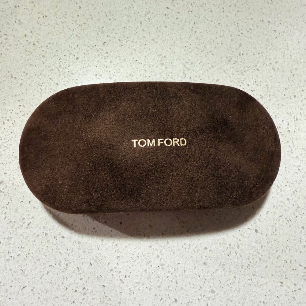 Tom Ford Brown Suede Eyewear Case with Gold Logo